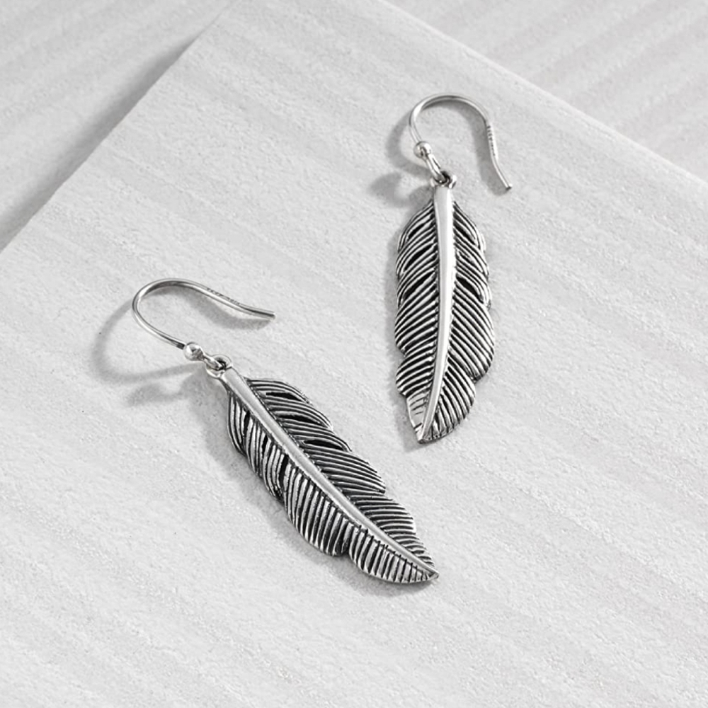 Silpada Etched Feather Earrings